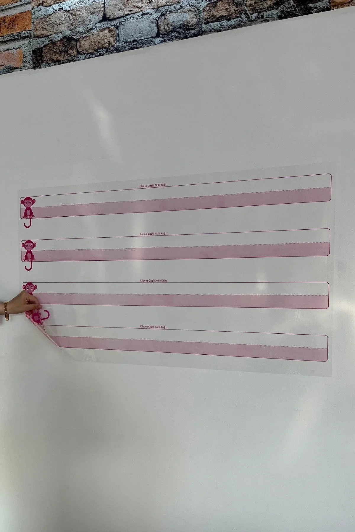 Kılavuz Çizgili Akıllı Kağıt Yazı Tahtası Duvarda İz Bırakmaz Statik Yeni Müfredata Uygun 100x56cm görsel 7