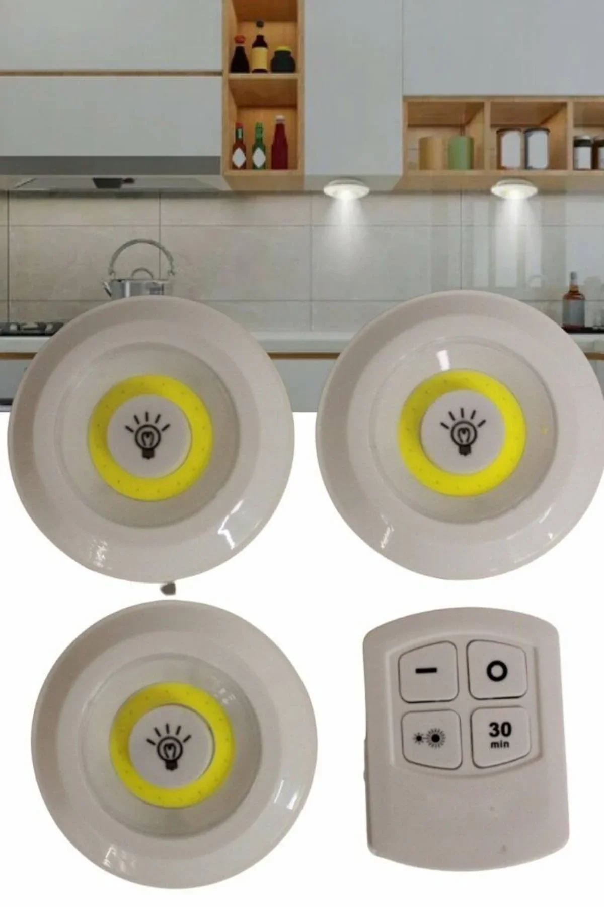 Kablosuz Pilli Işıldak Masa Lambası Mutfak Tezgah Altı Banyo Dolabı Dolap İçi görsel 4