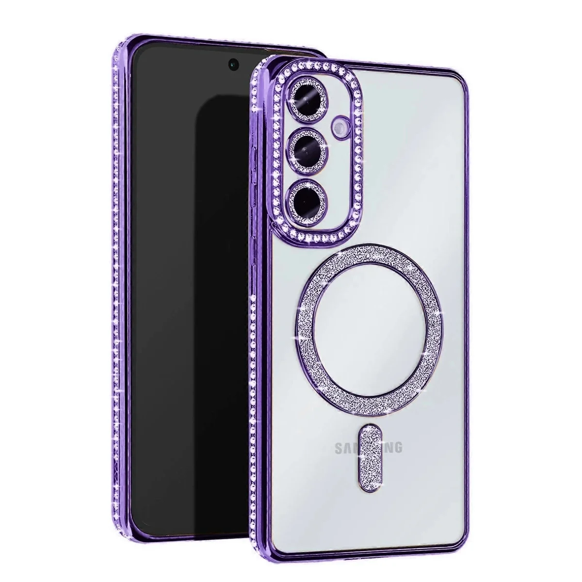 Samsung Galaxy A26 Joke Simli Magneticsafe Kılıf - Derin Mor