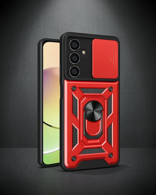 Samsung Galaxy A35 5g Kılıf Pars Lens Yüzüklü Silikon - Kırmızı
