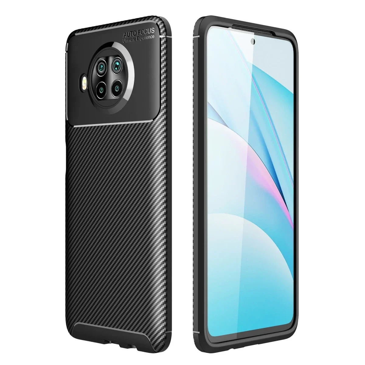 Xiaomi Mi 10T Lite Kılıf Auto Focus Karbon Kapak - Siyah