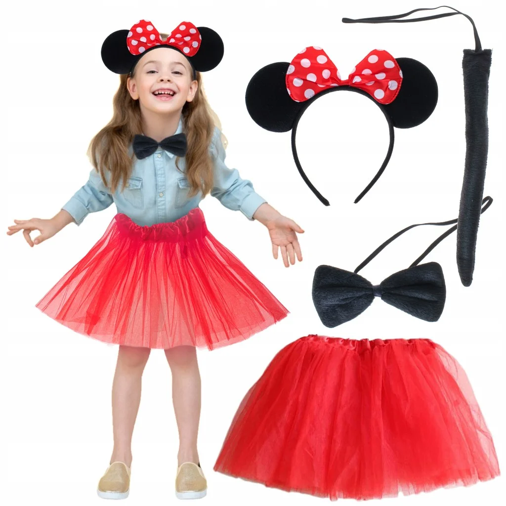 Minnie Mouse Kostüm Seti Etek Taç Kuyruk Papyon Gösteri Seti görsel 2