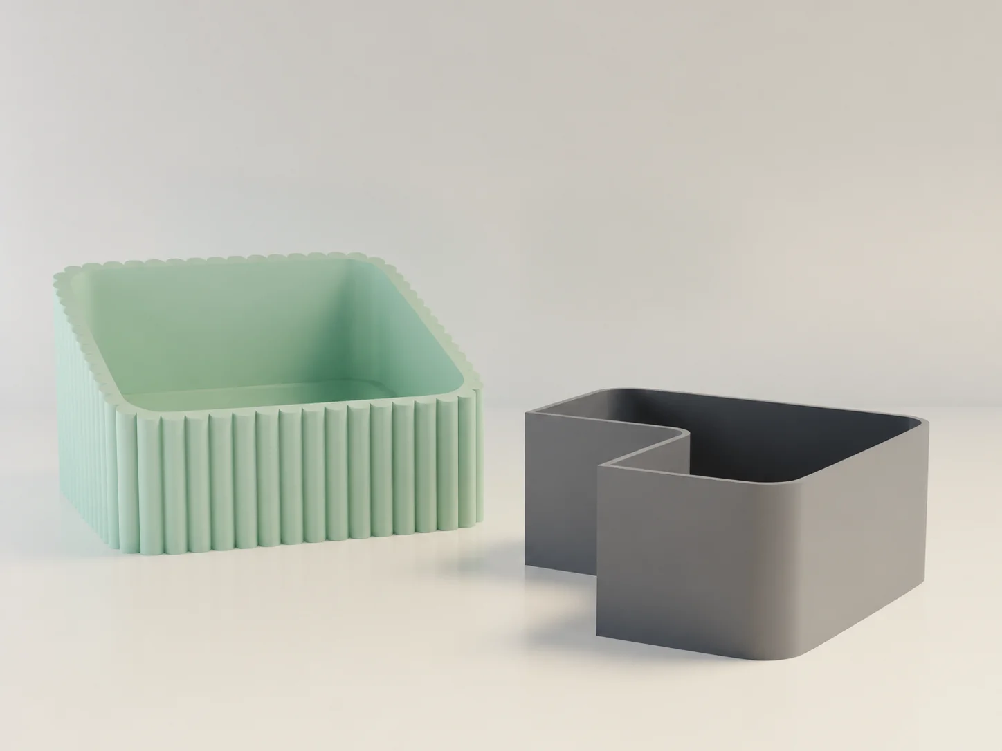 3D Baskı Fıstık Kasesi - Çift Hazneli Kabuk Ayırıcı Sunum Kasesi - Mint Gri görsel 2