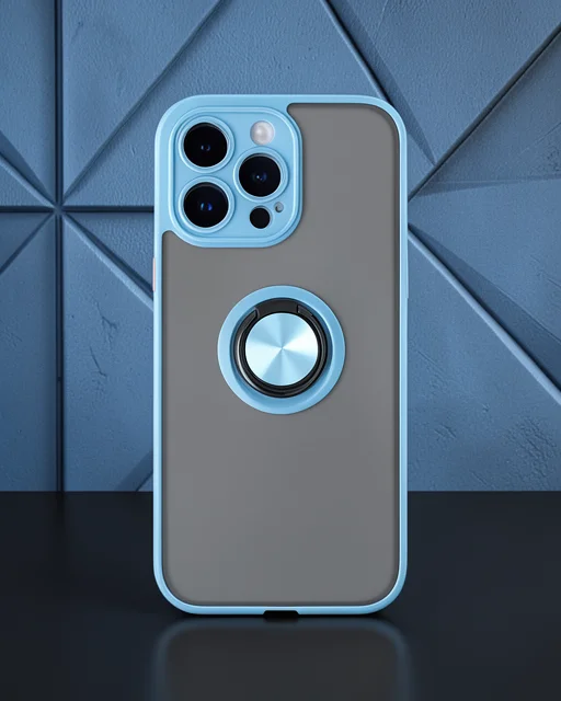 Apple İphone 14 Pro Max Kılıf Montreal Yüzüklü Silikon Kapak - Buz Mavi
