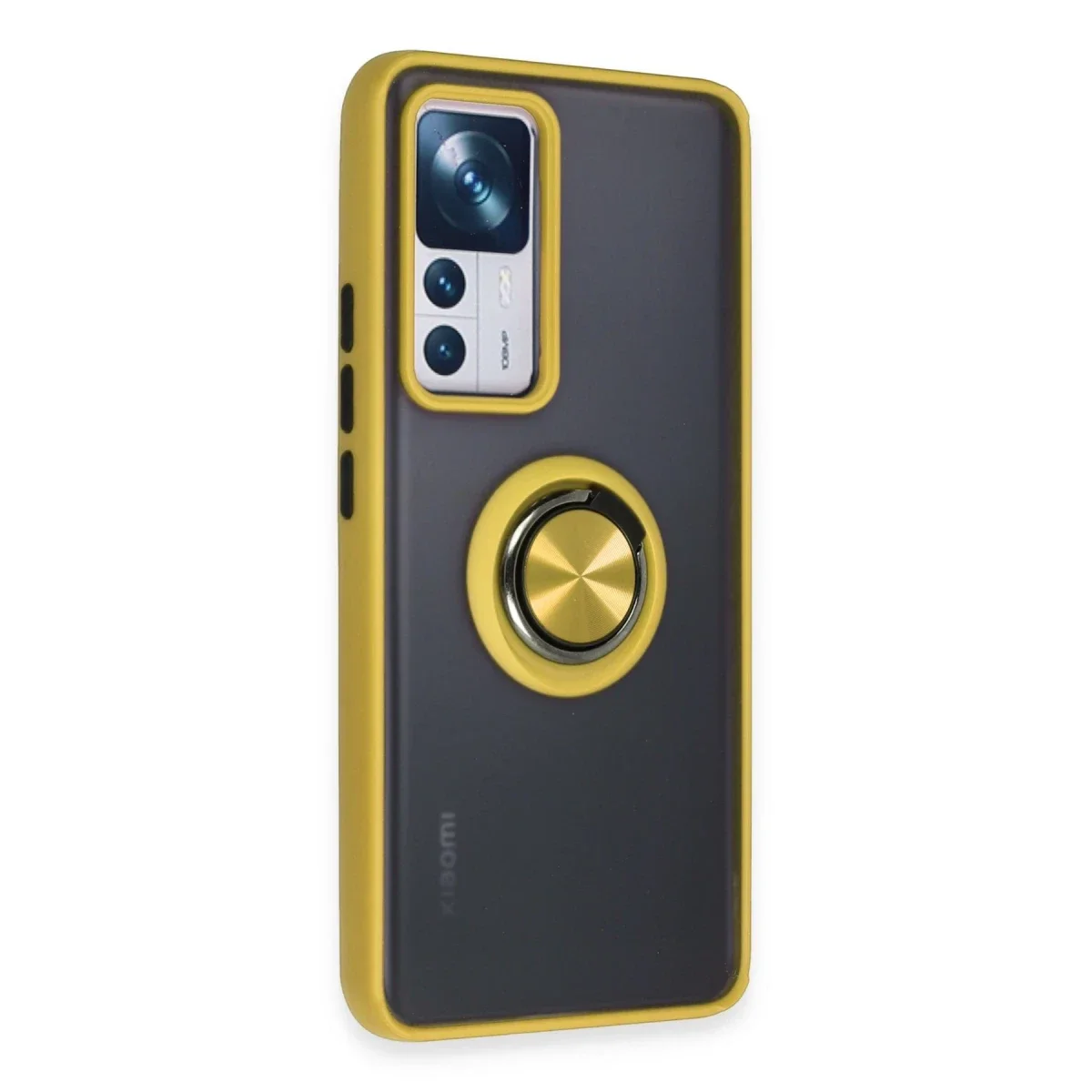 Xiaomi Mi 12T Pro Kılıf Montreal Yüzüklü Silikon Kapak - Sarı görsel 2