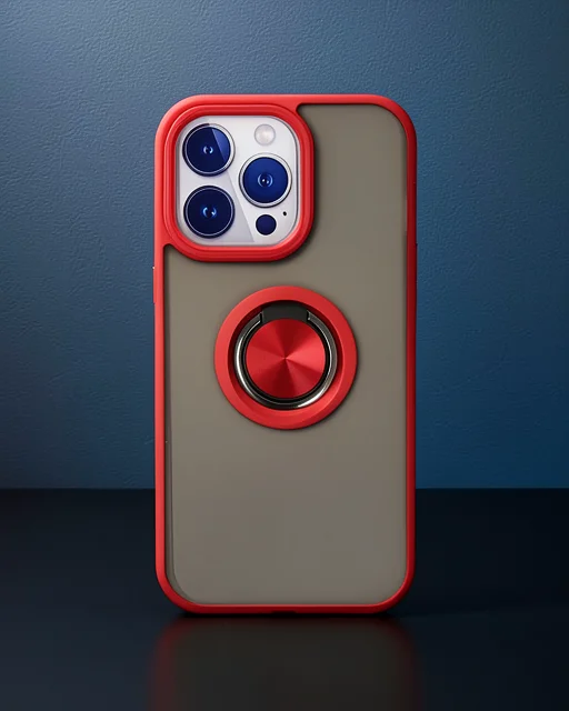 Apple İphone 15 Pro Kılıf Montreal Yüzüklü Silikon Kapak - Kırmızı