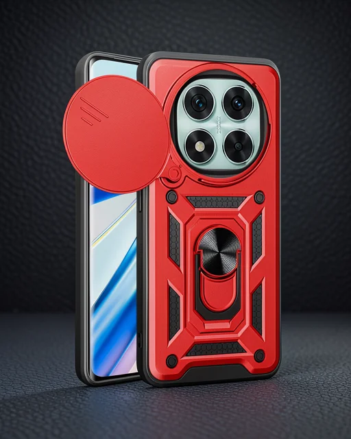 Xiaomi Redmi Note 14 Pro 4g Kılıf Pars Lens Yüzüklü Silikon - Kırmızı