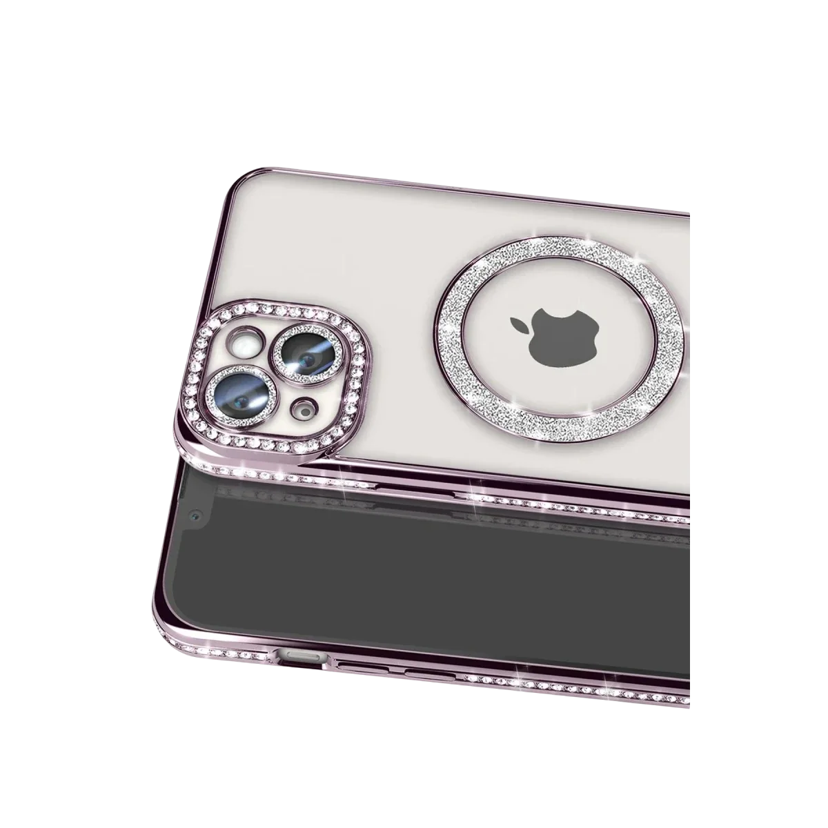 Apple iPhone 14 Kılıf Joke Simli Magneticsafe Kılıf - Derin Mor görsel 2