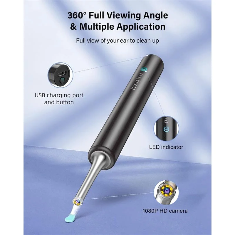 T5 3MP Kamera 3.5MM Lens Şarjlı Wıfı Görüntülü Kulak Temizleyici Siyah Renk görsel 3