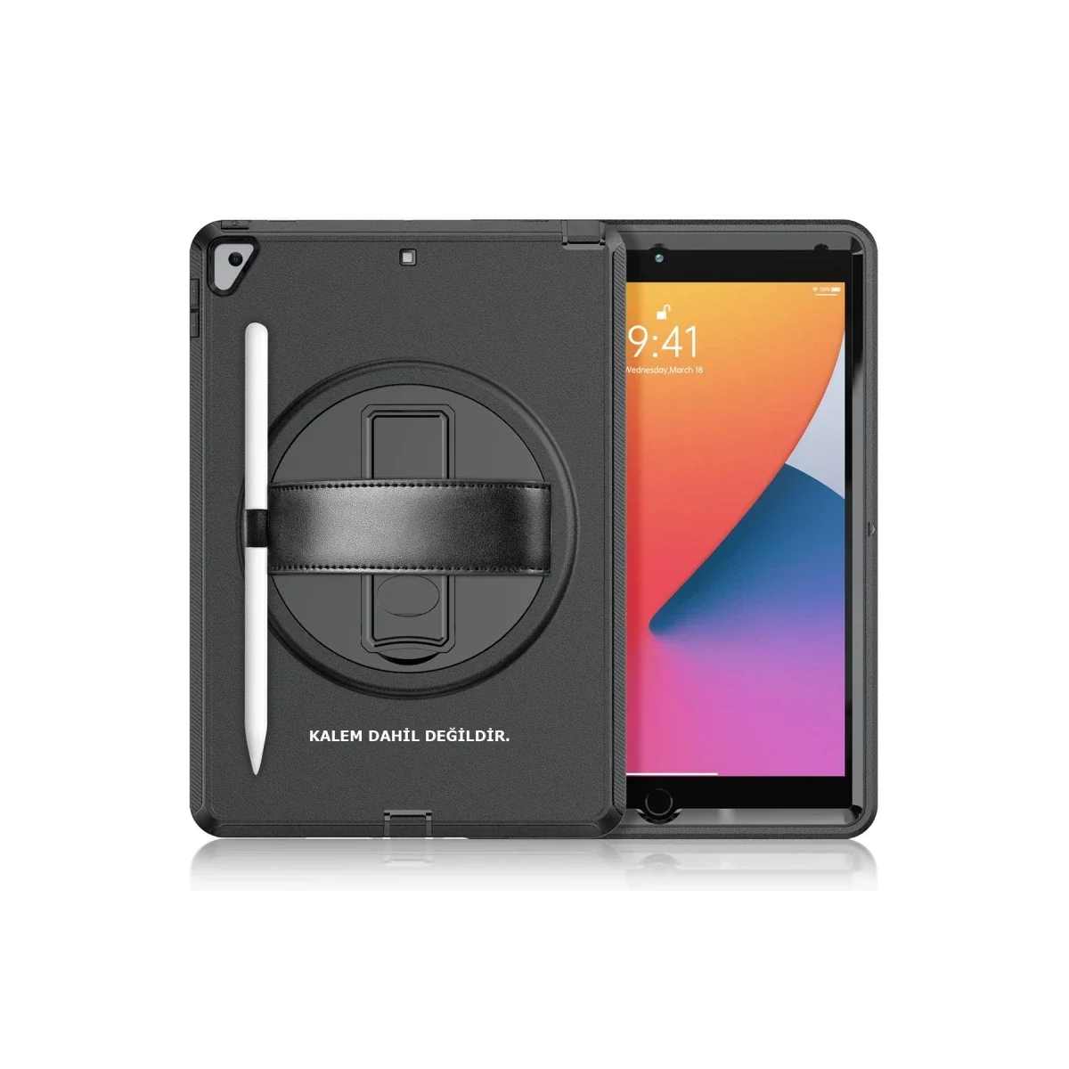Apple iPad 10.2 (7.nesil) Kılıf Hand Strap Tablet Kılıfı - Siyah