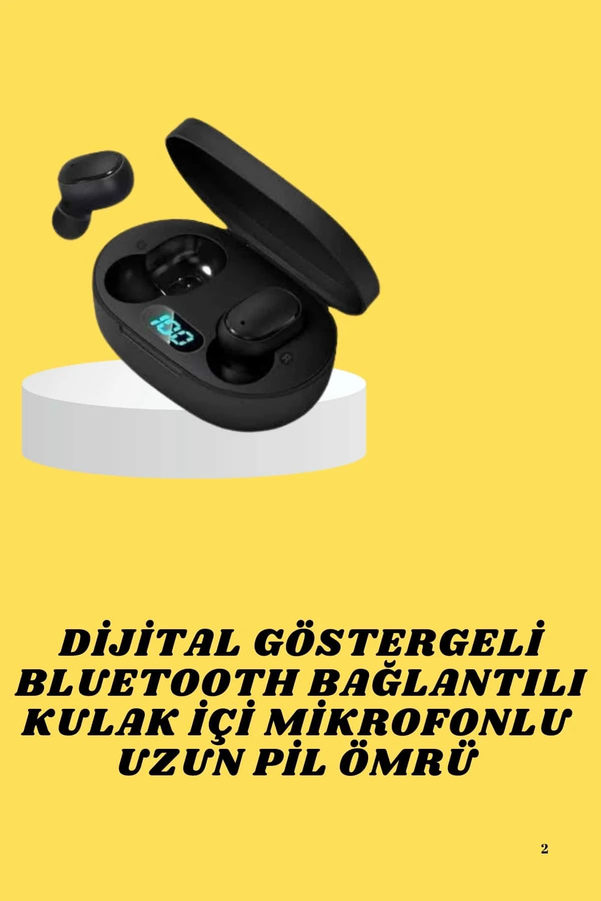 TWS Bluetooth Kulaklık Kulak İçi Kablosuz Dijital Göstergeli Çağrı Cevaplayabilen görsel 2