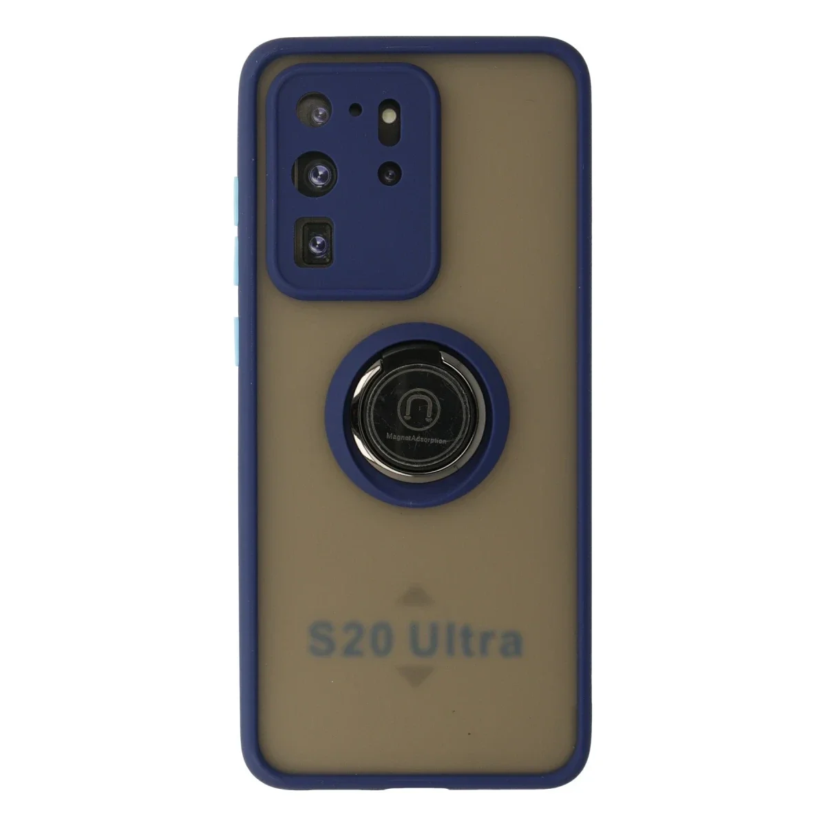Samsung Galaxy S20 Ultra Kılıf Montreal Yüzüklü Silikon Kapak - Lacivert