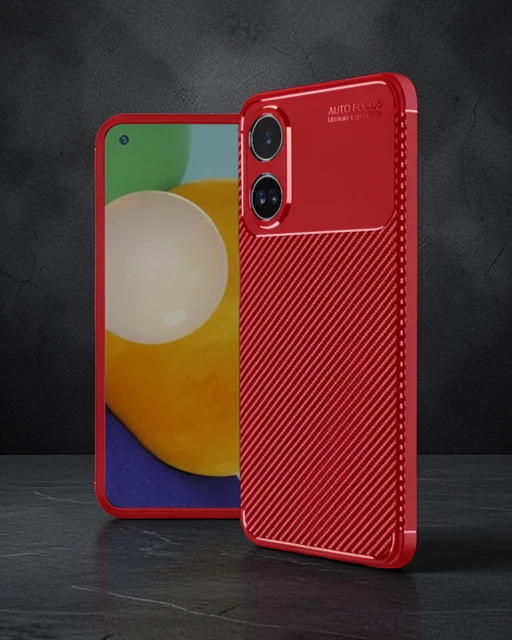 Oppo A38 Kılıf Auto Focus Karbon Kapak - Kırmızı