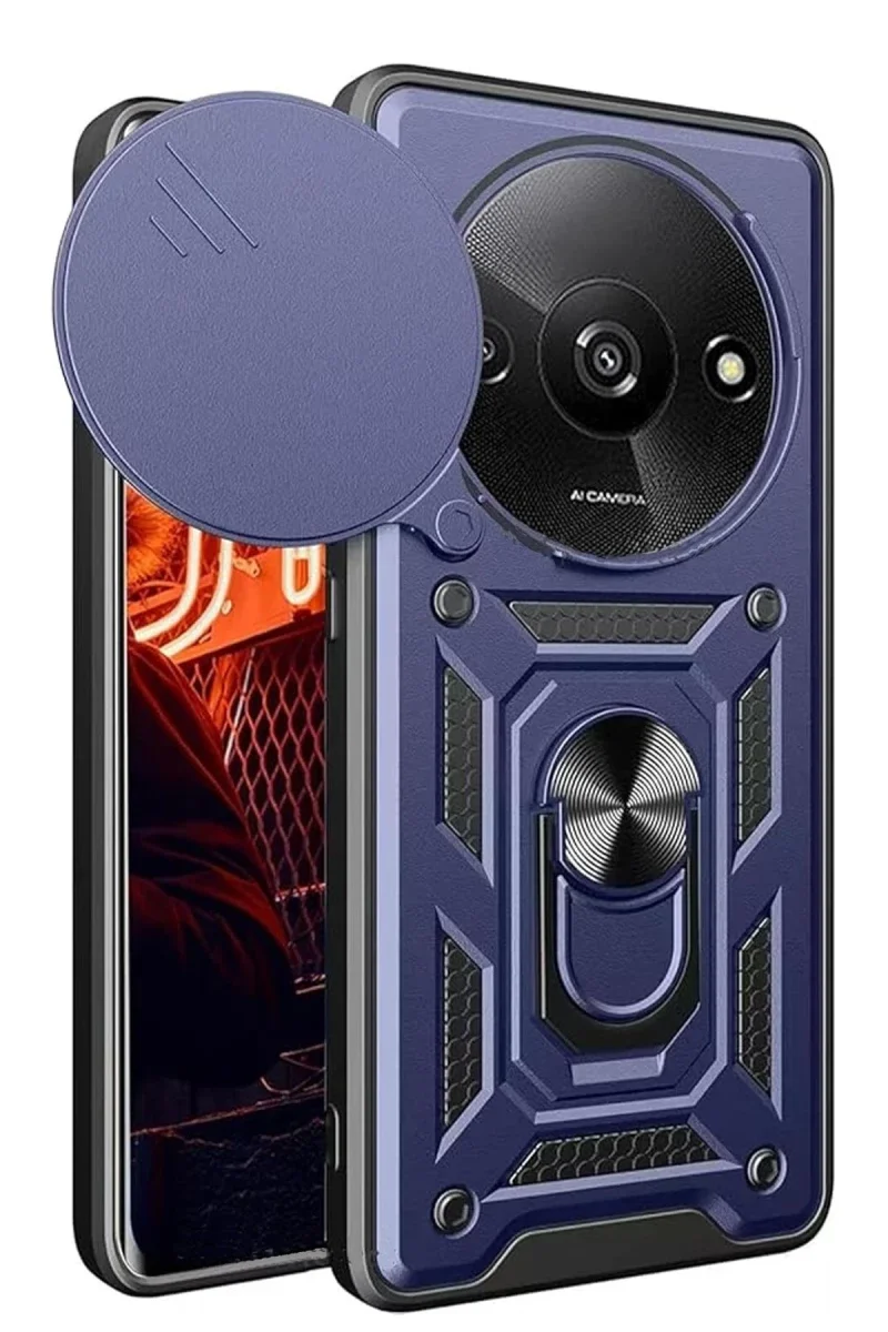 Xiao Red A3 4G Kılıf Pars Lens Yüzüklü Silikon - Lacivert