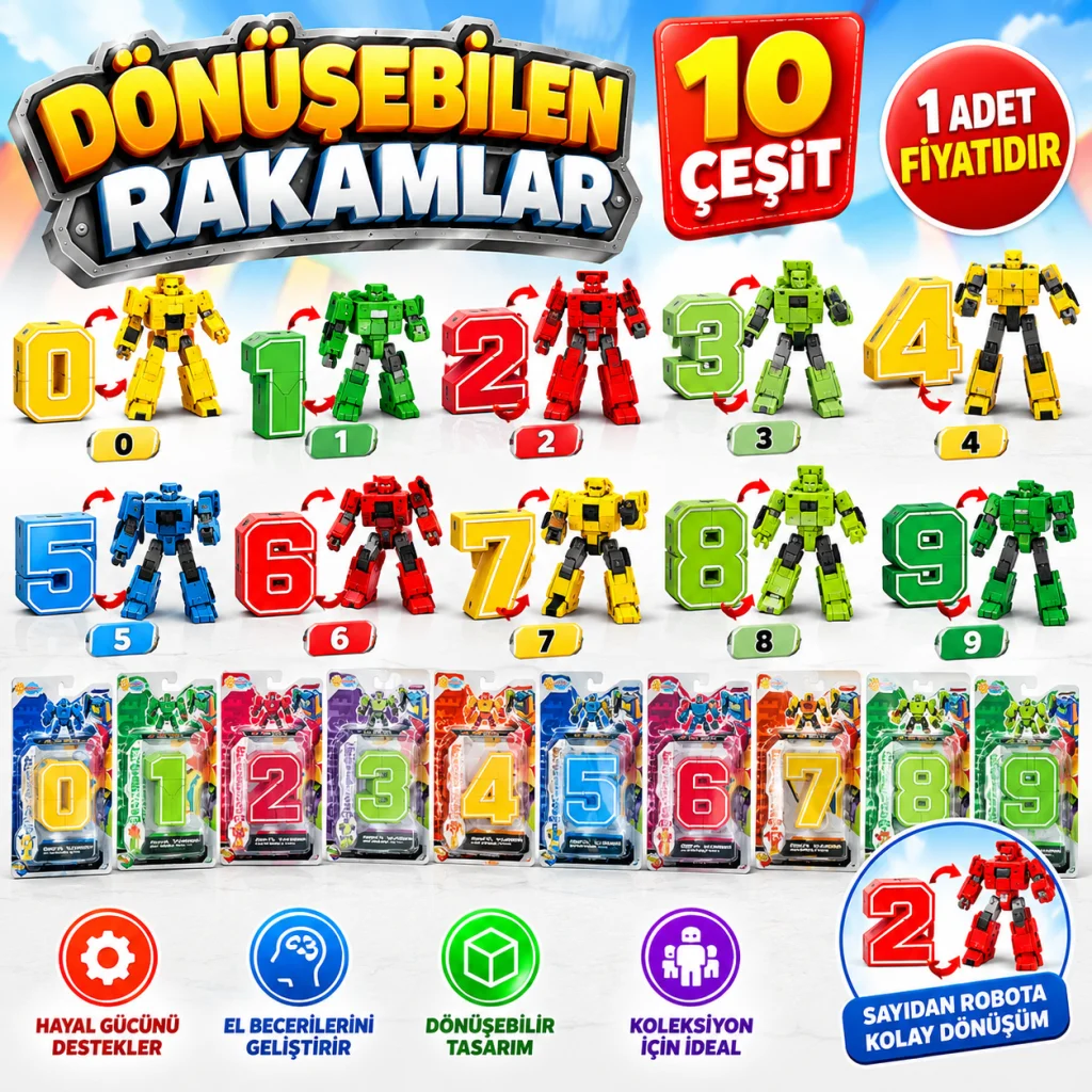 DMN123-1/2/3/4/5/6/7 10 Çeşit Dönüşebilen Rakamlar 1 Adet Fiyatıdır.