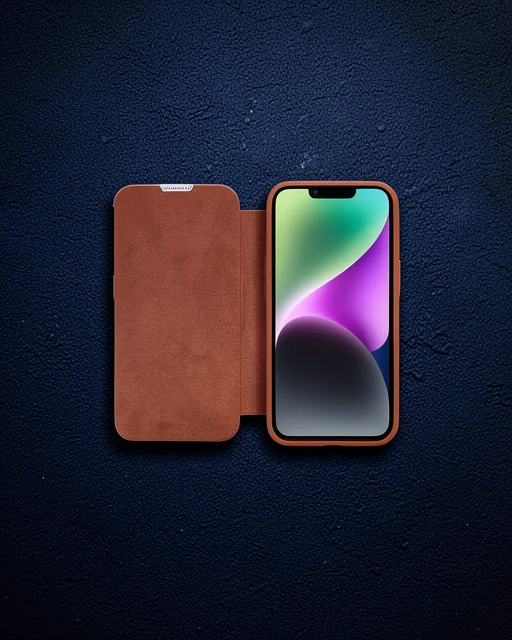 Apple İphone 14 Pro Max Kılıf Dolpin Kapaklı - Kahverengi