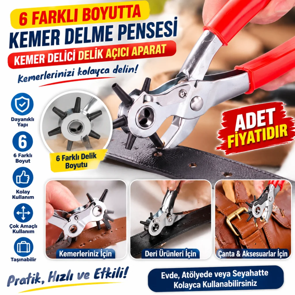 6 Farklı Boyutta Kemer Delme Pensesi Kemer Delici Delik Açıcı Aparat(adet fiyatıdır)