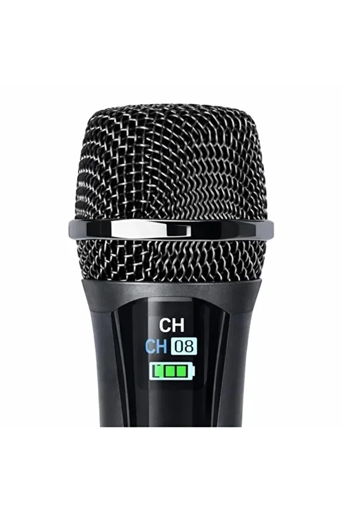 Profesyonel Çiftli Kablosuz Mikrofon Seti Karaoke Şarj Edilebilir 50 Metre görsel 5