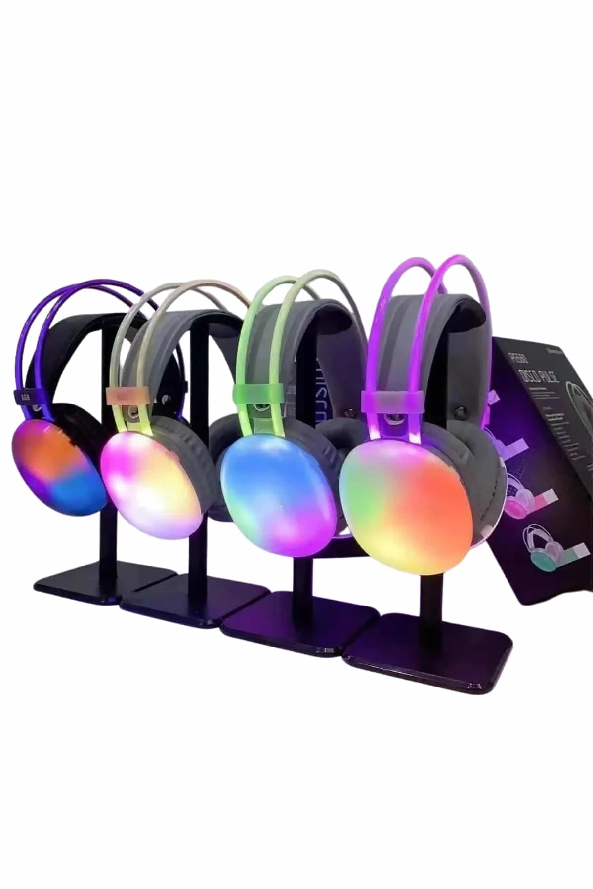 RGB Işıklı Yüksek Ses Kaliteli Kablosuz Kulak Üstü Bluetooth Kulaklık görsel 2