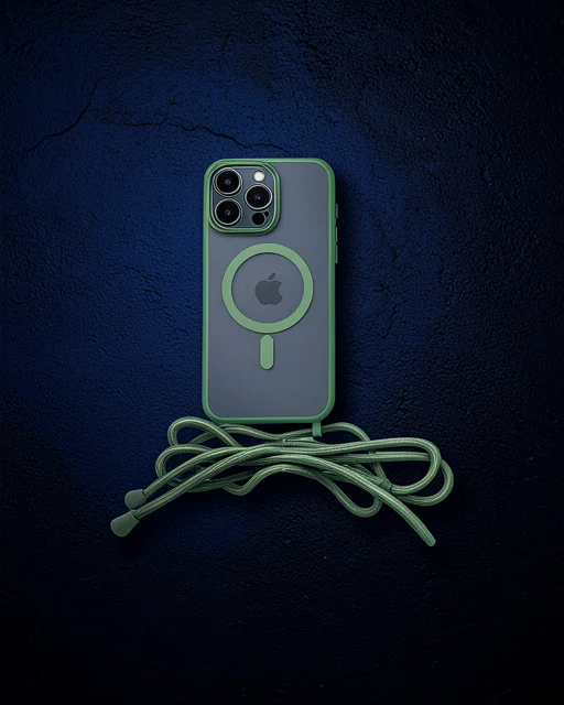 Apple İphone 13 Pro Max Kılıf Divo Lazer Askılı Magsafe Kapak - Koyu Yeşil