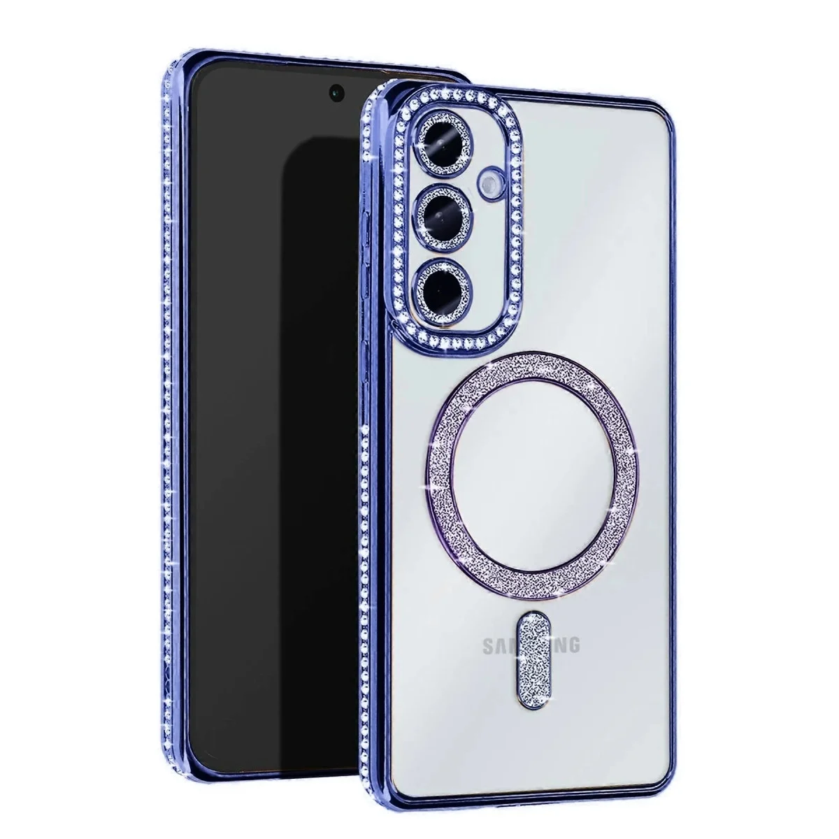 Samsung Galaxy A35 5g Joke Simli Magneticsafe Kılıf - Mavi