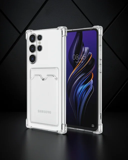Samsung Galaxy S24 Ultra Kılıf Kart Şeffaf Silikon - Şeffaf
