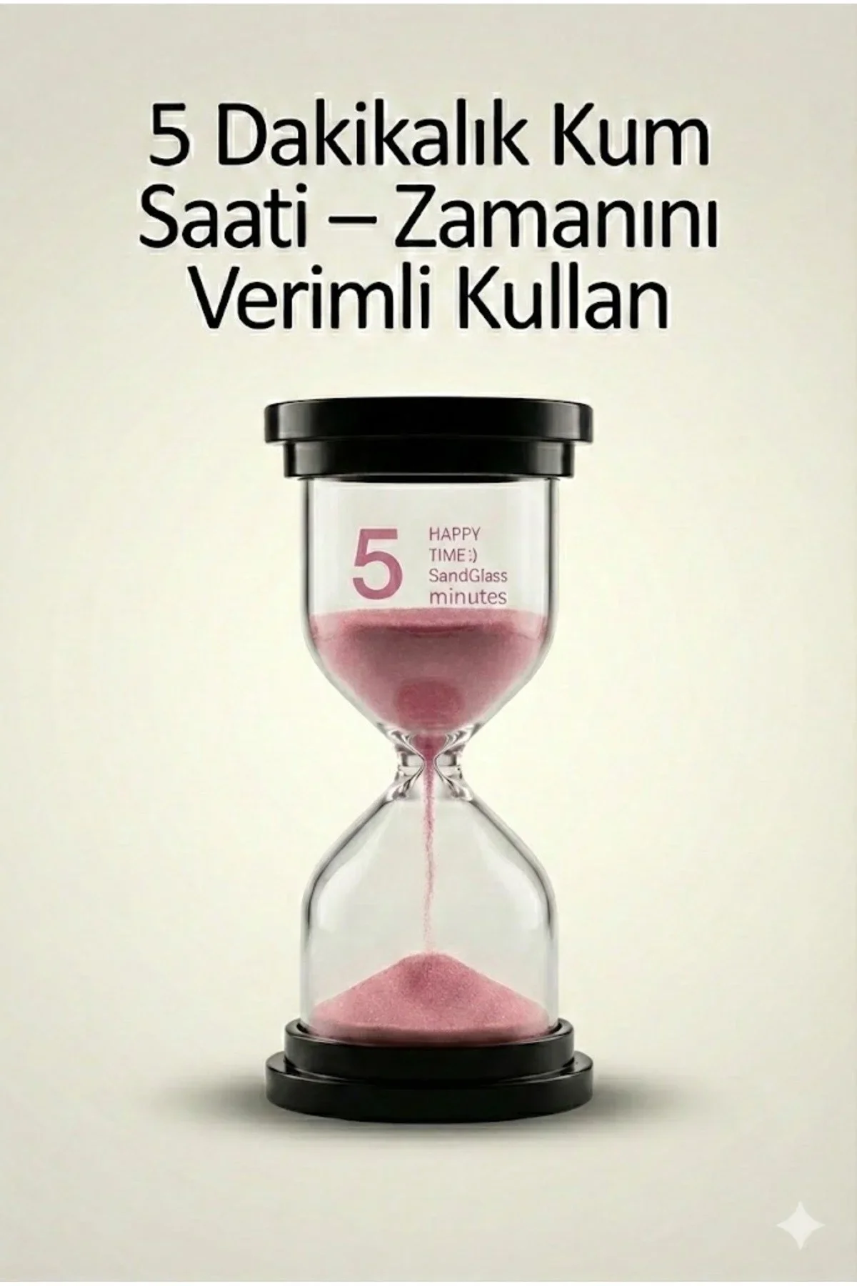 5 Dakikalık Kum Saati Zamanlayıcı – PEMBE Dekoratif Masa Saati 4 Renk Seçeneği