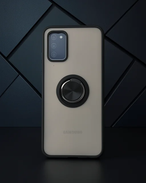 Samsung Galaxy A02s Kılıf Montreal Yüzüklü Silikon Kapak - Siyah