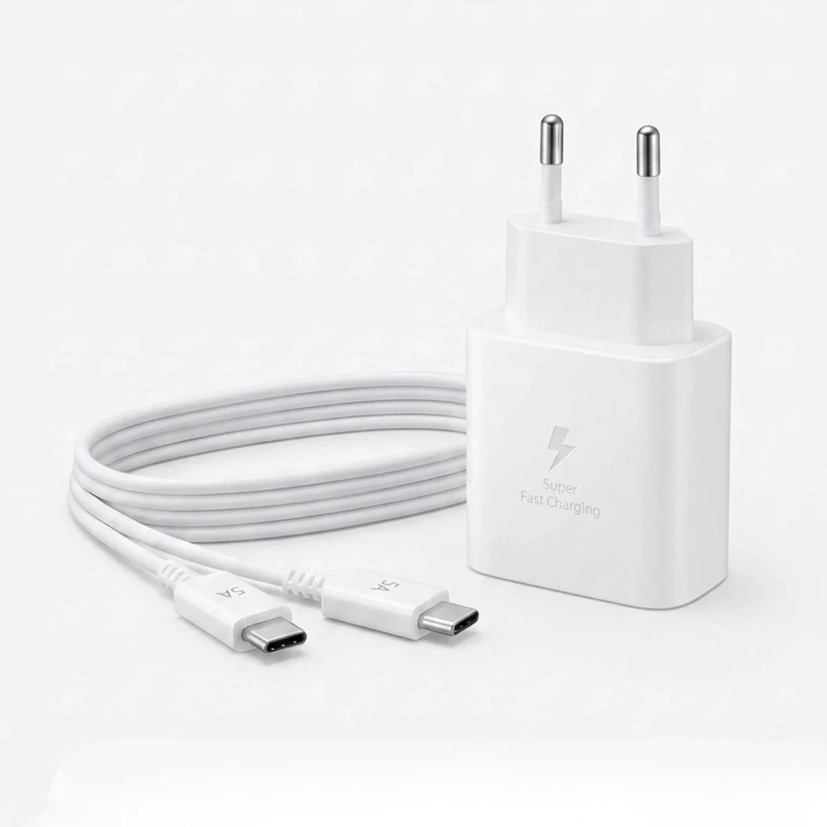 45W Süper Hızlı Şarj Adaptörü USB-C PD 3.0 PPS Fast Charger + 5A Type-C to Type-C Kablo