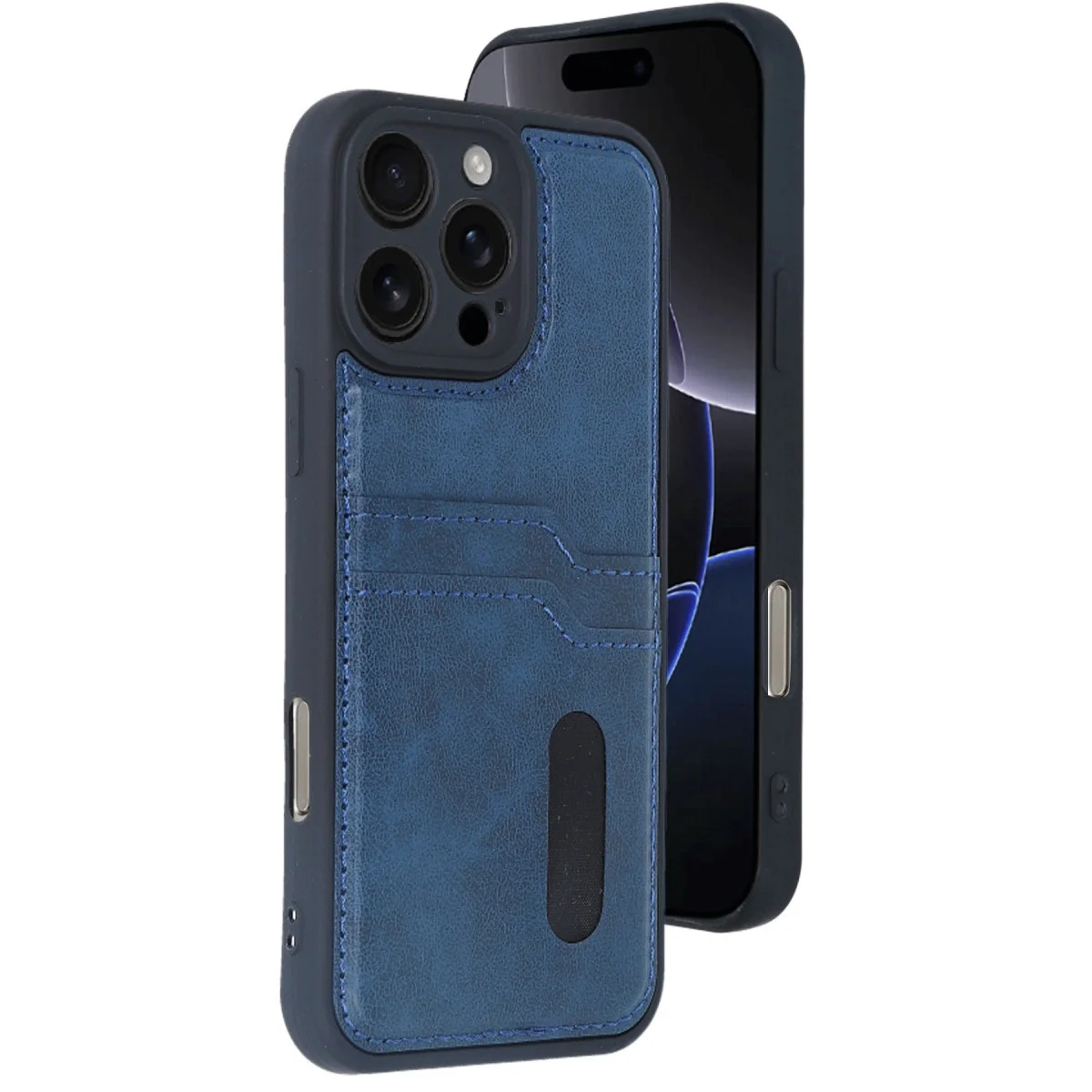 Apple İphone 16 Pro Max Kılıf Sara Kartvizitli Deri Kılıf - Lacivert