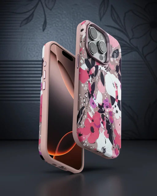 Onegif Apple İphone 14 Pro Flower Series Magsafe Kapak - Pembe