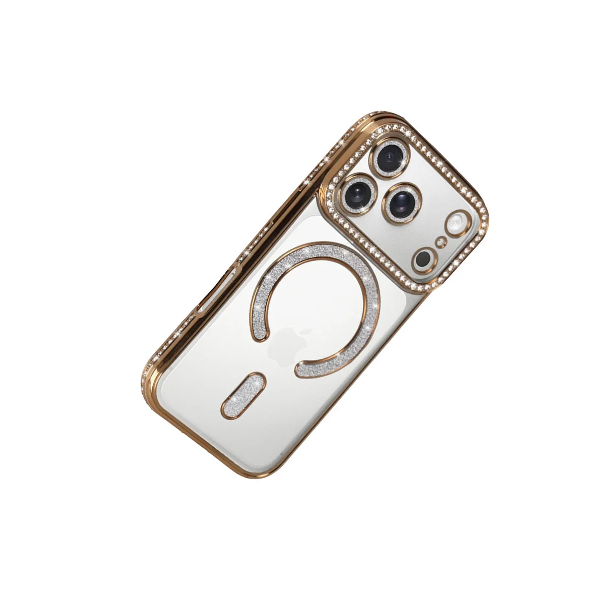 Apple İphone 17 Pro Max Joke Simli Magneticsafe Kılıf - Gold görsel 4