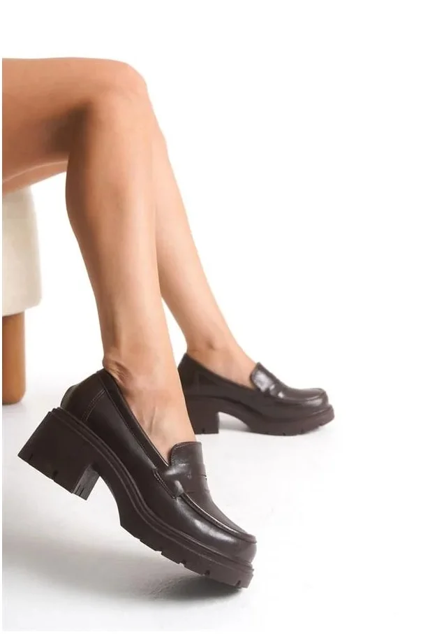 Kadın Rugan Loafer Kırışık Ayakkabı Ayakkabı Şık Tabanlı Yüksek Casual görsel 3