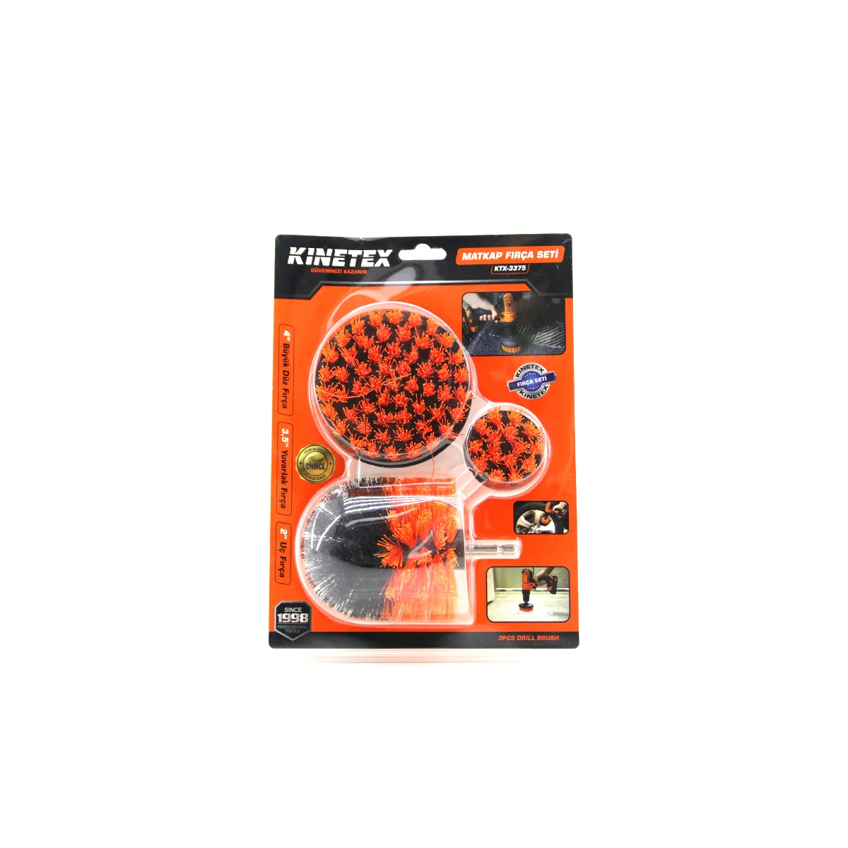 Matkap fırçası 3'lü set (4 inç, 3.5 inç, 2 inç) görsel 2