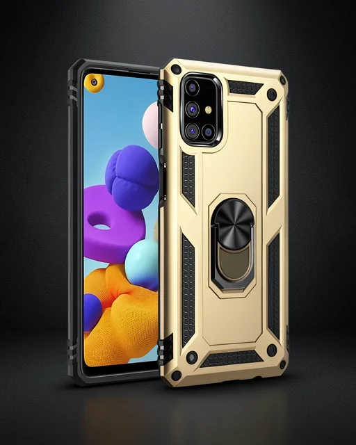 Samsung Galaxy M31s Kılıf Sofya Yüzüklü Silikon Kapak - Gold
