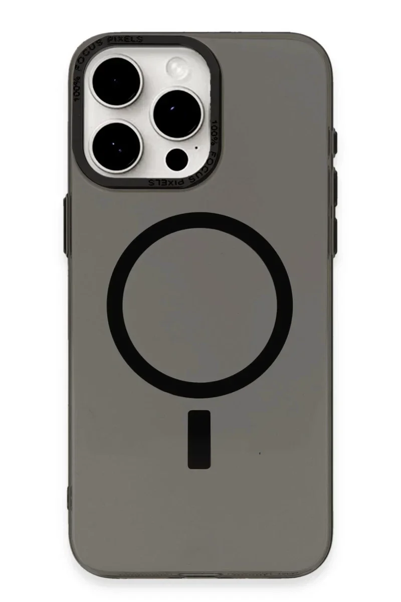 Apple iPhone 15 Pro Kılıf Anka PC Magneticsafe Sert Metal Kapak - Siyah