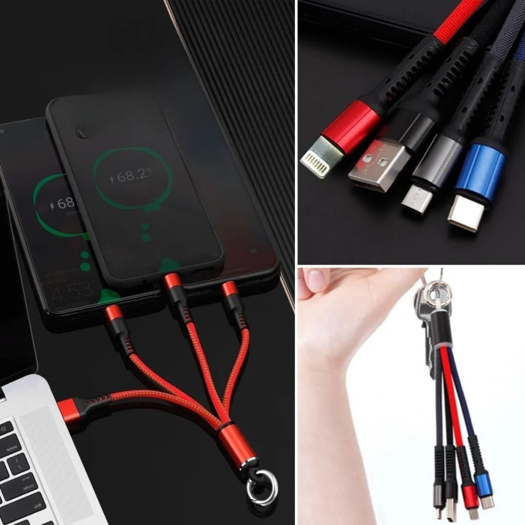Işıklı Anahtarlık Model 3 in 1 USB Çıkışlı MİKRO,TYPE-C ve İphone Uyumlu Şarj Kablosu görsel 5