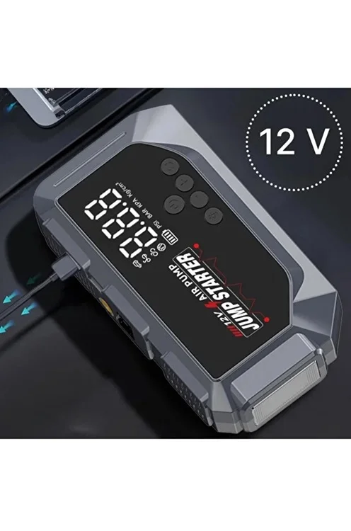VTN-605 Şarjlı 12.000 mAh Taşınabilir Çantalı Araç Akü Şarj Takviyeli Işıklı Hava Kompresörü görsel 5