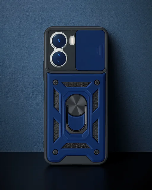 Vivo Y16 Kılıf Pars Lens Yüzüklü Silikon - Lacivert