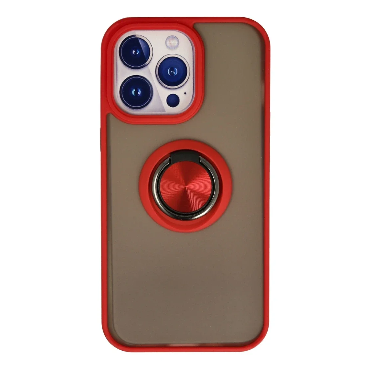 Apple iPhone 13 Pro Max Kılıf Montreal Yüzüklü Silikon Kapak - Kırmızı