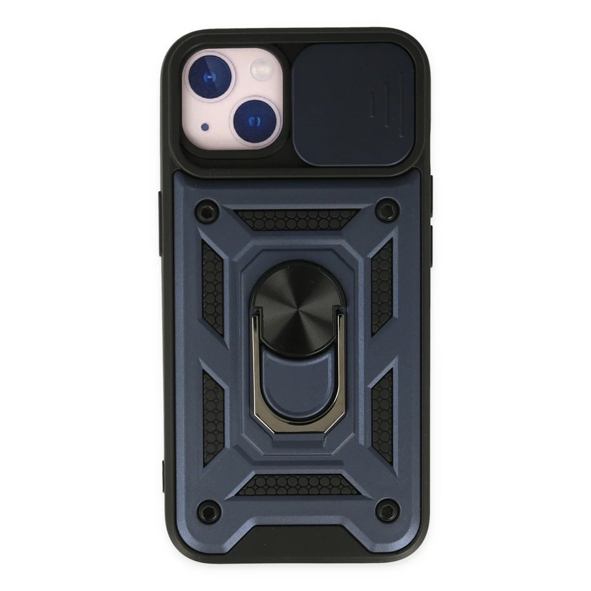 Apple İphone 14 Kılıf Pars Lens Yüzüklü Silikon - Lacivert