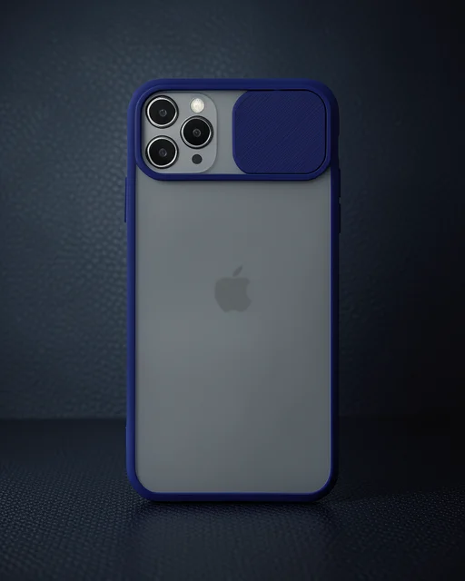 Apple İphone 11 Pro Max Kılıf Palm Buzlu Kamera Sürgülü Silikon - Lacivert