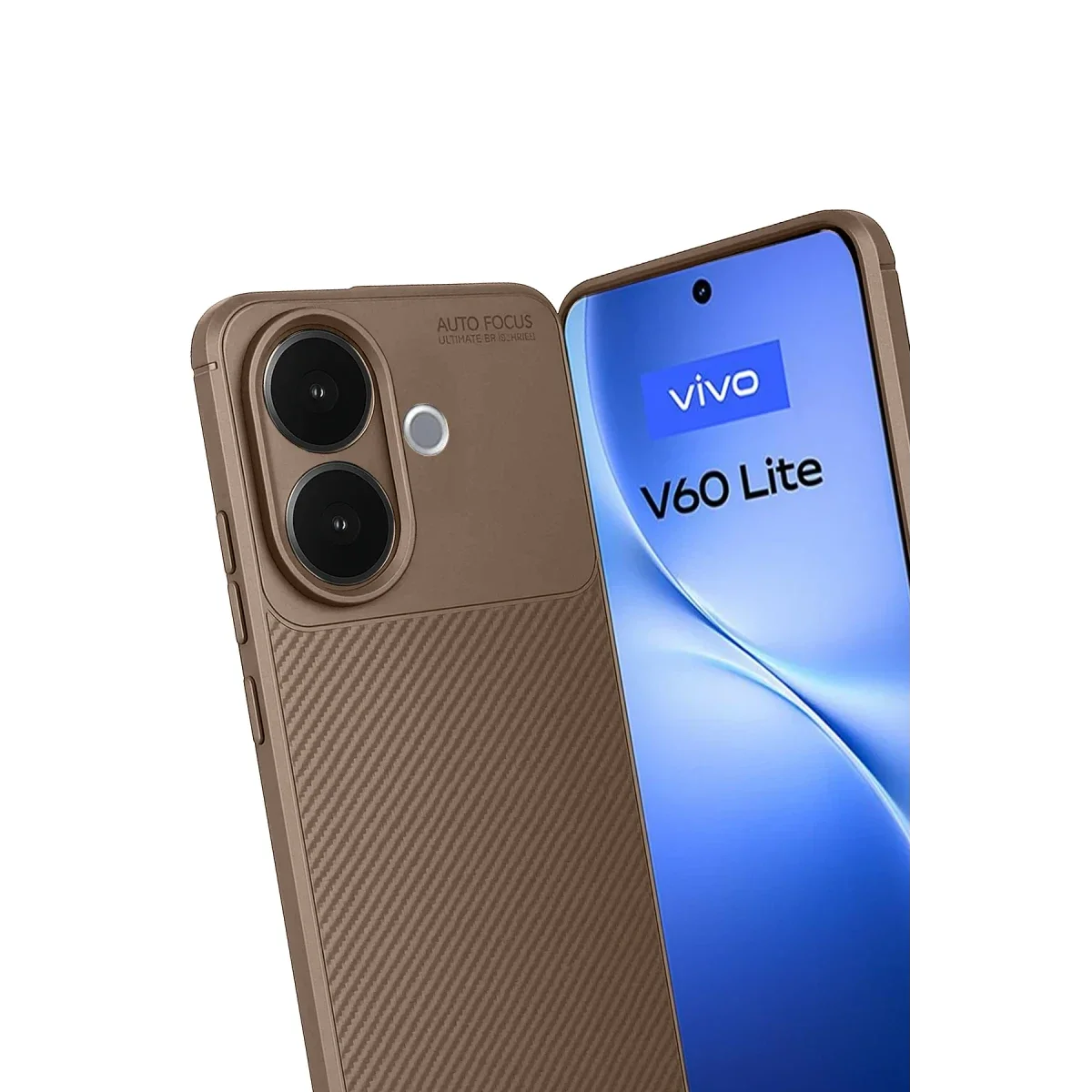 Vivo V60 Lite Auto Focus Karbon Kapak - Kahverengi görsel 3