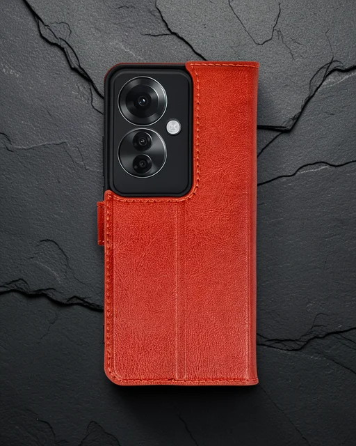 Oppo Reno 11f Kılıf Trend S Plus Kapaklı Kılıf - Kırmızı