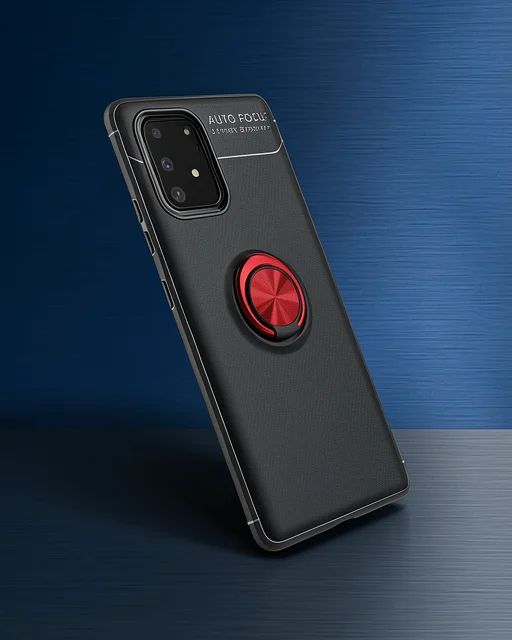 Samsung Galaxy A91 / S10 Lite Kılıf Range Yüzüklü Silikon - Siyah-kırmızı