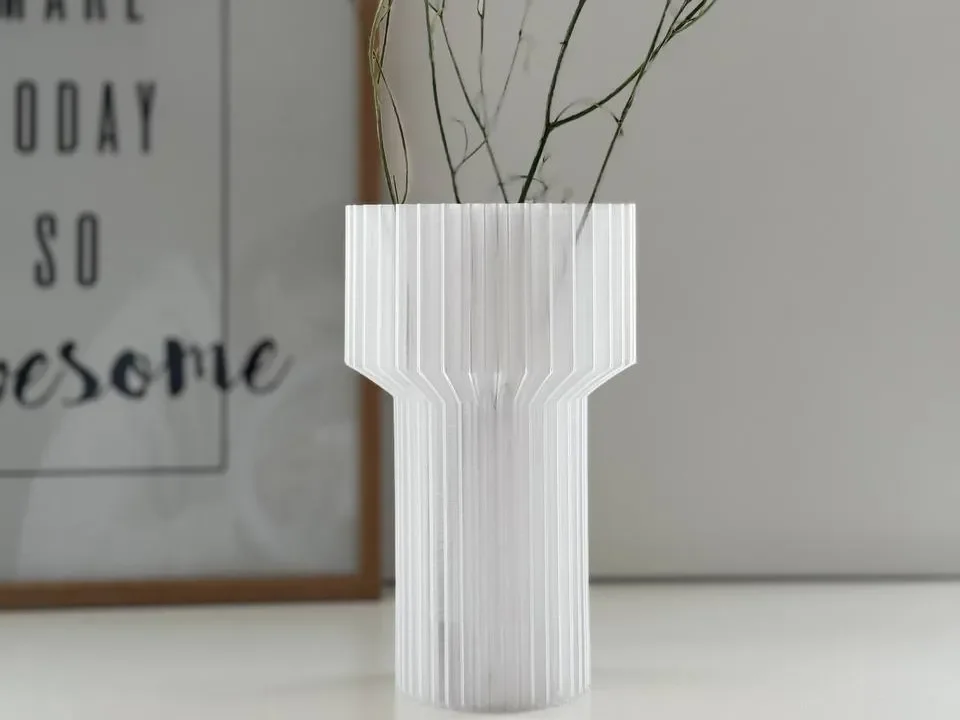 3D Baskı Modern Dekoratif Çiçek Vazosu - Minimal Silindir Tasarımlı Masaüstü Vazo, Ev ve Ofis Dekoru-Şeffaf