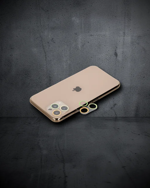 Apple İphone 11 Pro Renkli Kamera Lens Koruma Cam - Sarı-turuncu