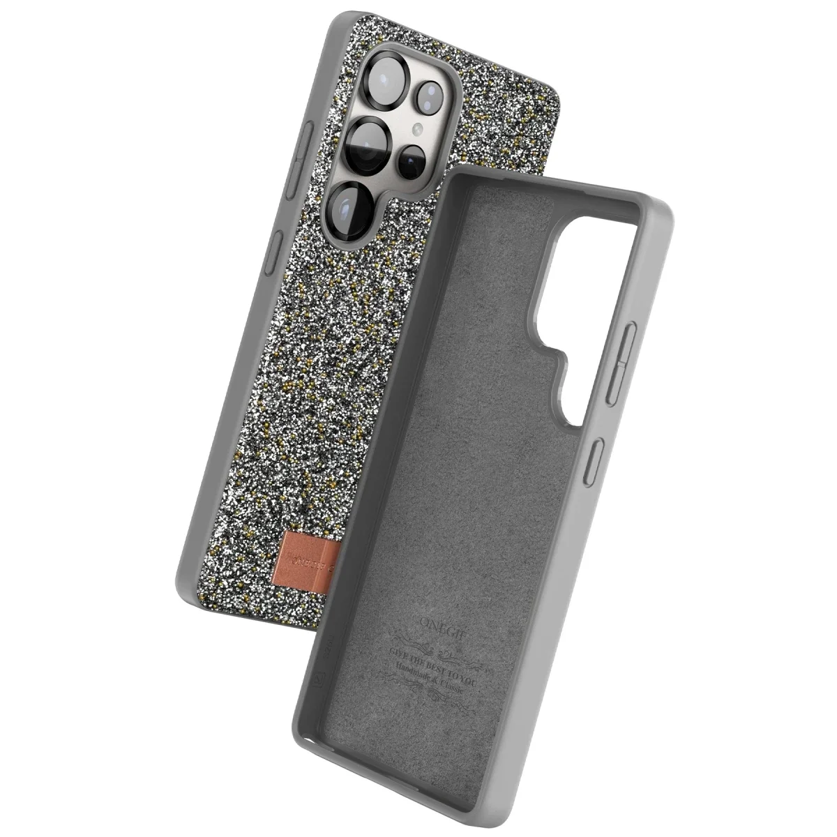 Onegif Samsung Galaxy S25 Ultra Bright Simli Kapak - Gümüş görsel 2