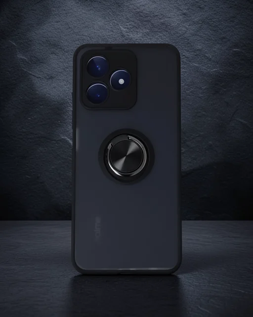 Realme C53 Kılıf Montreal Yüzüklü Silikon Kapak - Siyah