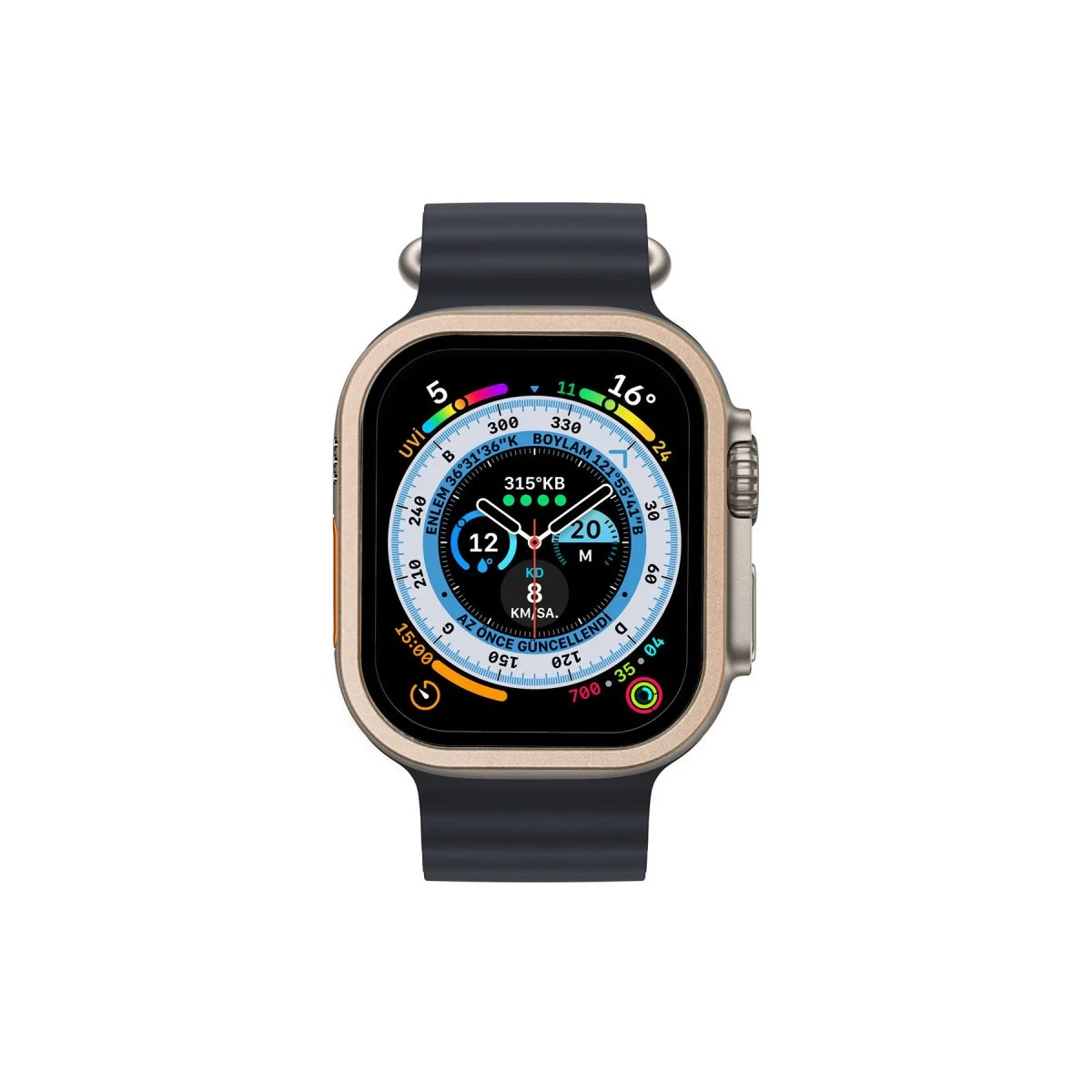 Apple Watch Ultra 49mm Alünyum Kasa Cam Ekran Koruyucu - Gold görsel 3